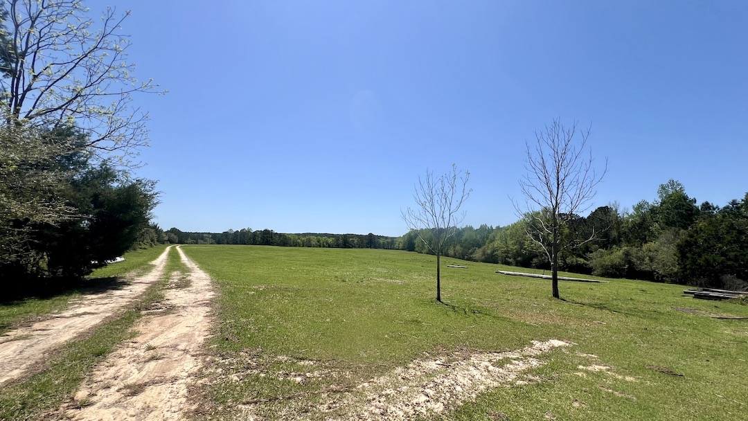 A peaceful country dirt lane road in the Alaqua neighborhood of the Florida Panhandle, leading to a property adjacent to the proposed ECMC private racetrack.