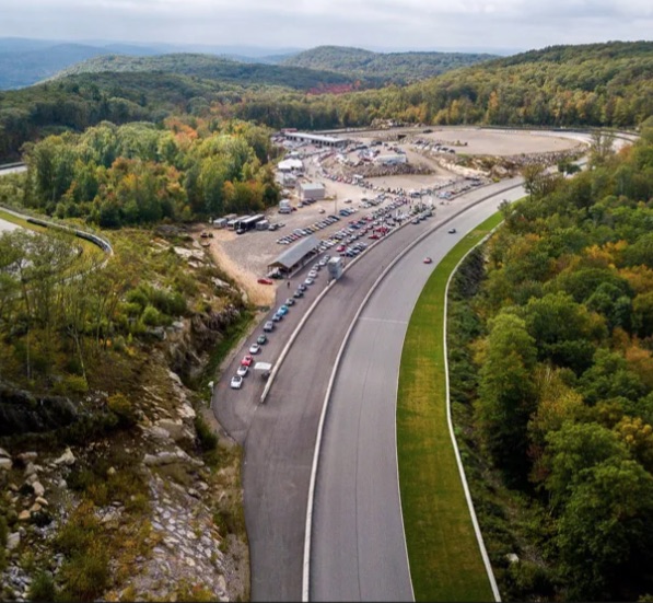 Aerial Long Track motorsports club Aerial view of a private racetrack at a motorsports club for the very wealthy.
